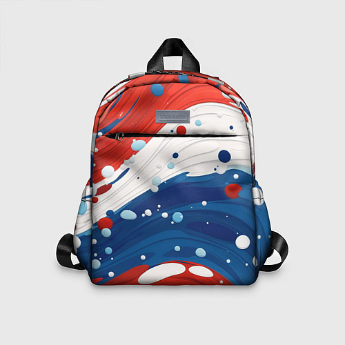 Детский рюкзак Брызги красок в цветах флага РФ / 3D-принт – фото 1