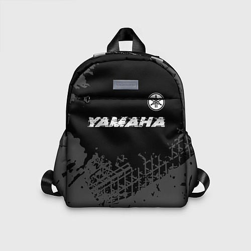 Детский рюкзак Yamaha speed на темном фоне со следами шин: символ / 3D-принт – фото 1