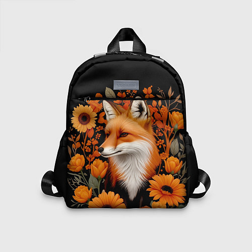 Детский рюкзак Элегантная лиса и цветы / 3D-принт – фото 1