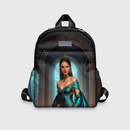 Детский рюкзак Девушка принцесса в бирюзовом платье с драгоценнос / 3D-принт – фото 1