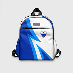 Детский рюкзак Флаг России в сердечке - синий, цвет: 3D-принт