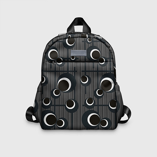 Детский рюкзак Черные и белые круги на сером / 3D-принт – фото 1