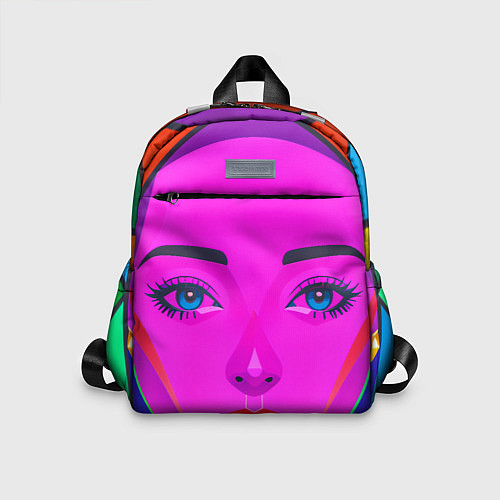 Детский рюкзак Девушка с голубыми глазами и фиолетовым лицом / 3D-принт – фото 1