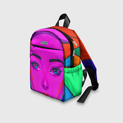 Детский рюкзак Девушка с голубыми глазами и фиолетовым лицом, цвет: 3D-принт — фото 2