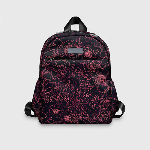 Детский рюкзак Цветочная тёмно-красный / 3D-принт – фото 1