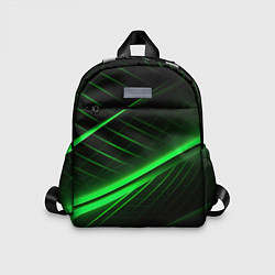 Детский рюкзак Зеленые полосы на черном фоне, цвет: 3D-принт