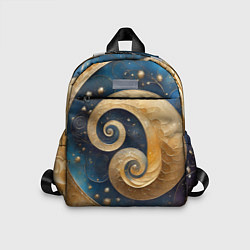 Детский рюкзак Синий золотой декоративный орнамент, цвет: 3D-принт