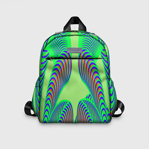 Детский рюкзак Сине-зеленые изгибы / 3D-принт – фото 1