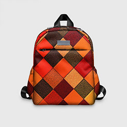 Детский рюкзак Шахматка красно-коричневая, цвет: 3D-принт