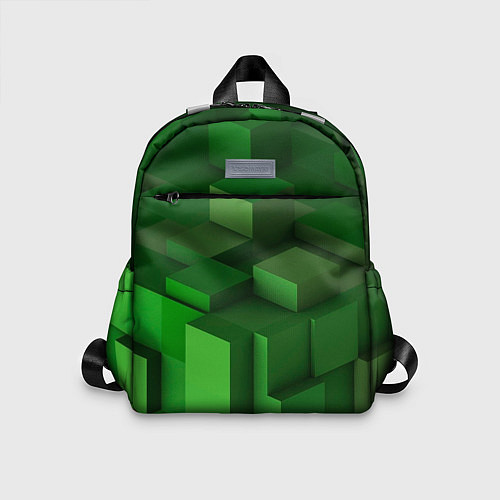 Детский рюкзак Зелёный блоковый паттерн / 3D-принт – фото 1