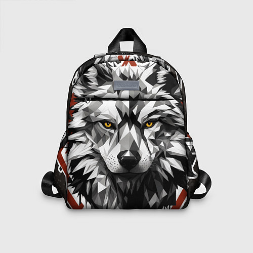 Детский рюкзак Черный волк - полигональная голова зверя / 3D-принт – фото 1