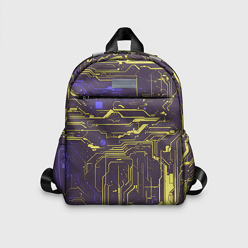 Детский рюкзак Кибер схемы Жёлтый и фиолетовый / 3D-принт – фото 1