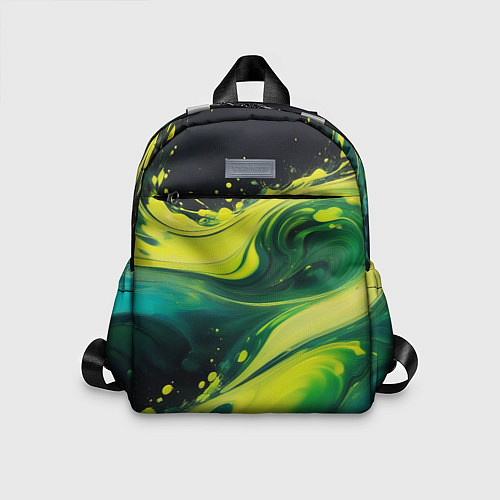 Детский рюкзак Жидкая текущая зеленая краска / 3D-принт – фото 1