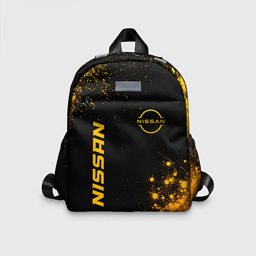 Детский рюкзак Nissan - gold gradient: надпись, символ / 3D-принт – фото 1