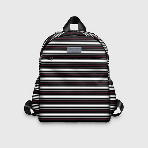 Детский рюкзак Полосы белые на чёрном / 3D-принт – фото 1