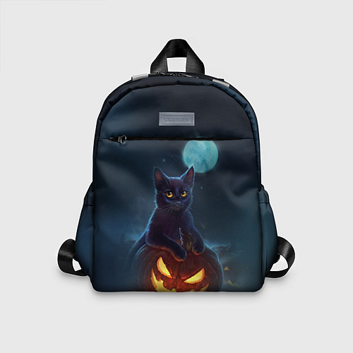 Детский рюкзак Кот с тыквой - хэллоуин / 3D-принт – фото 1