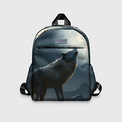 Детский рюкзак Волк воющий на Луну, цвет: 3D-принт