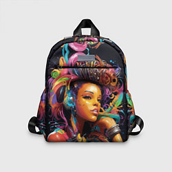 Детский рюкзак Красивая киберпанк девушка и яркие краски в стиле, цвет: 3D-принт
