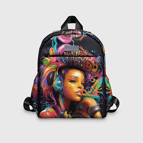 Детский рюкзак Красивая киберпанк девушка и яркие краски в стиле / 3D-принт – фото 1
