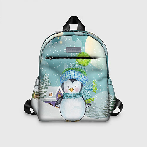 Детский рюкзак Новогодний пингвин / 3D-принт – фото 1