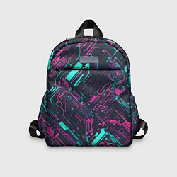 Детский рюкзак Киберпанк линии синие и розовые, цвет: 3D-принт