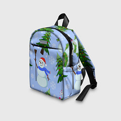 Детский рюкзак Снеговики с новогодними елками паттерн, цвет: 3D-принт — фото 2