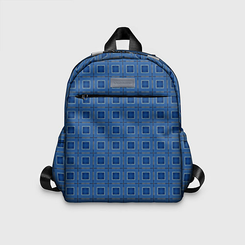 Детский рюкзак Клетчатый серо-синий / 3D-принт – фото 1