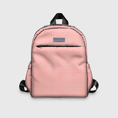 Детский рюкзак Бледно-розовый с квадратиками / 3D-принт – фото 1