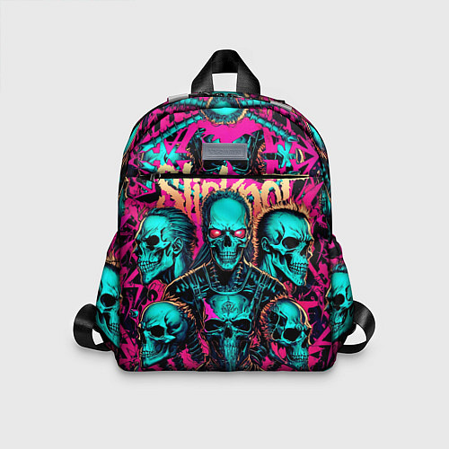 Детский рюкзак Slipknot на фоне рок черепов / 3D-принт – фото 1