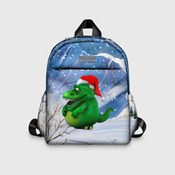Детский рюкзак Толстый дракон на снежном фоне