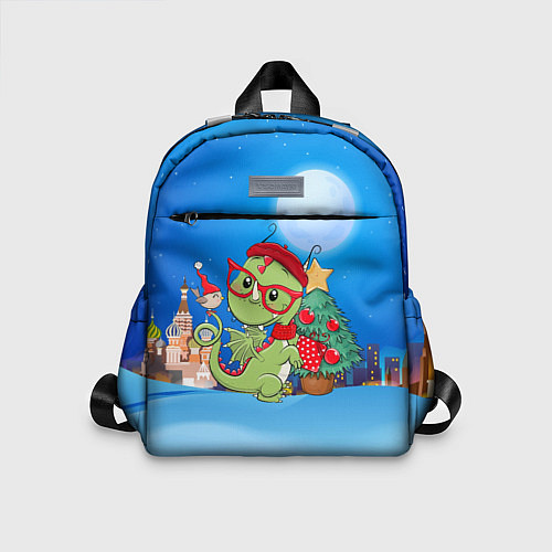 Детский рюкзак Дракончик в очках у елки / 3D-принт – фото 1