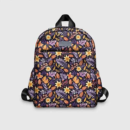 Детский рюкзак Паттерн из листочков и цветочков / 3D-принт – фото 1
