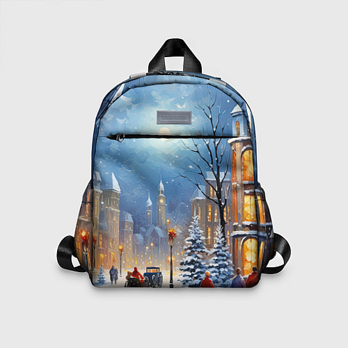 Детский рюкзак Новогодний городской пейзаж / 3D-принт – фото 1
