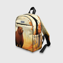 Детский рюкзак Мишка в осеннем лесу фолк-арт, цвет: 3D-принт — фото 2