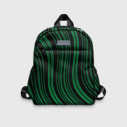 Детский рюкзак Абстракция зелёные линии на чёрном, цвет: 3D-принт