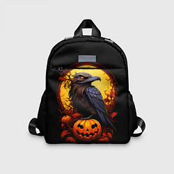 Детский рюкзак Halloween - ворон и тыква, цвет: 3D-принт