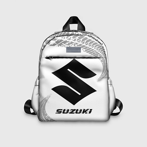 Детский рюкзак Suzuki speed на светлом фоне со следами шин / 3D-принт – фото 1