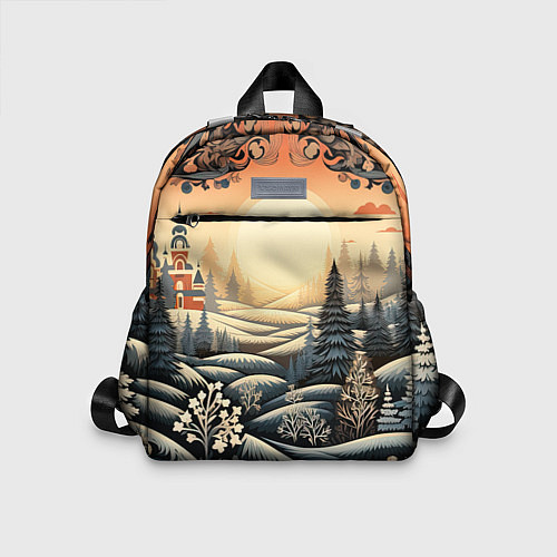 Детский рюкзак Зимний предновогодний пейзаж / 3D-принт – фото 1