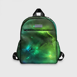 Детский рюкзак Бескрайний космос зелёный, цвет: 3D-принт