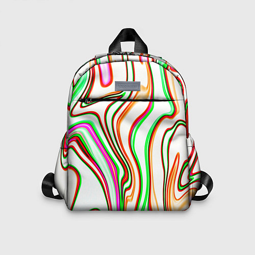 Детский рюкзак Разноцветные волнистые линии абстракция / 3D-принт – фото 1
