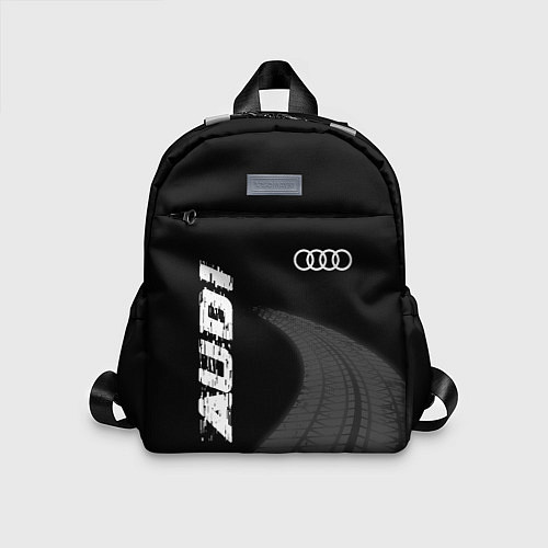 Детский рюкзак Audi speed на темном фоне со следами шин вертикаль / 3D-принт – фото 1
