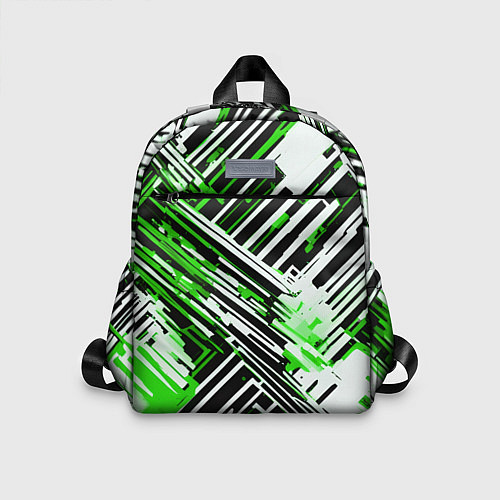 Детский рюкзак Киберпанк линии белые и зелёные / 3D-принт – фото 1