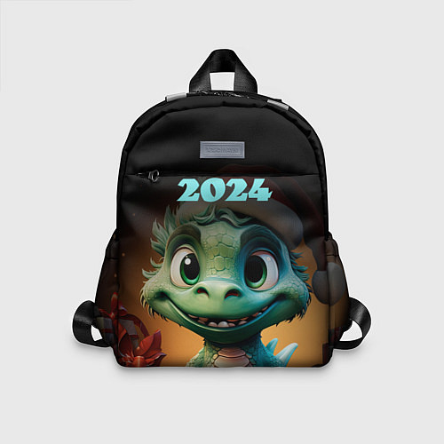 Детский рюкзак 2024 зеленый дракончик / 3D-принт – фото 1