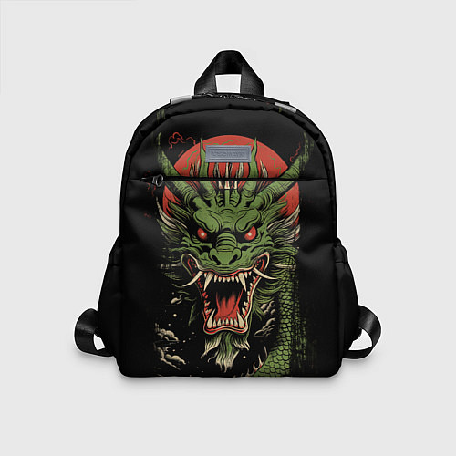 Детский рюкзак Зеленый дракон с открытой пастью / 3D-принт – фото 1
