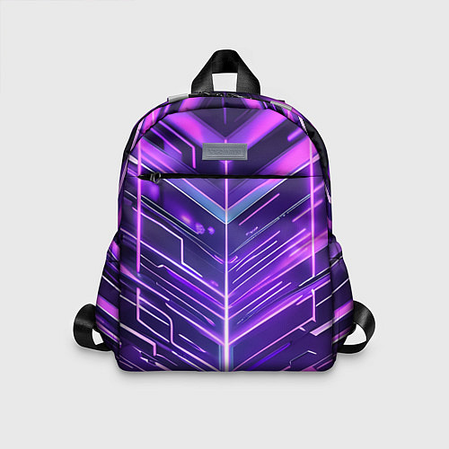 Детский рюкзак Фиолетовые неон полосы киберпанк / 3D-принт – фото 1
