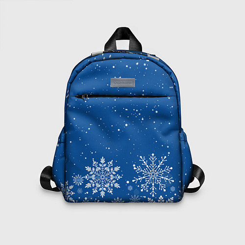 Детский рюкзак Текстура снежинок на синем фоне / 3D-принт – фото 1