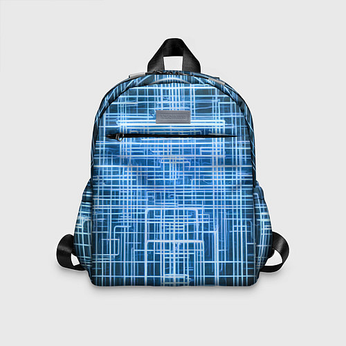 Детский рюкзак Синие неоновые полосы киберпанк / 3D-принт – фото 1