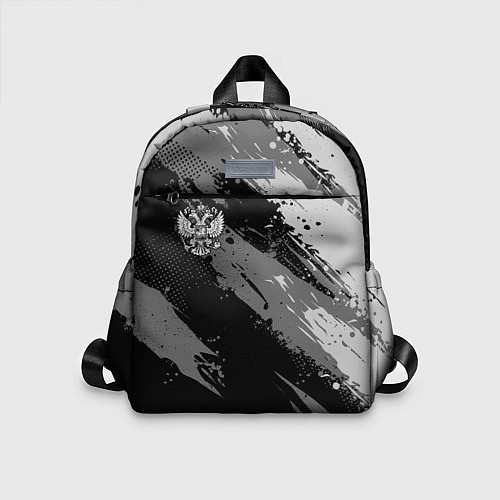 Детский рюкзак Герб РФ - серый монохромный / 3D-принт – фото 1
