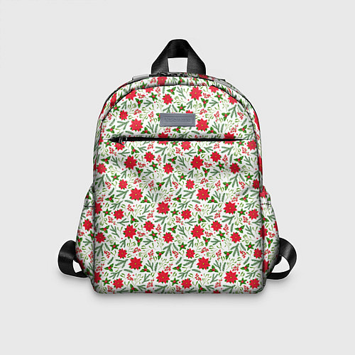 Детский рюкзак Красная пуансеттия с листьями / 3D-принт – фото 1