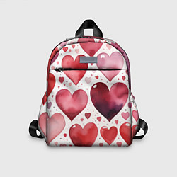Детский рюкзак Паттерн акварельные сердечки, цвет: 3D-принт